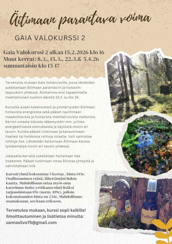 Äitimaan parantava voima -GAIA VALOKURSSI 2 alkaa 15.2. klo 16.