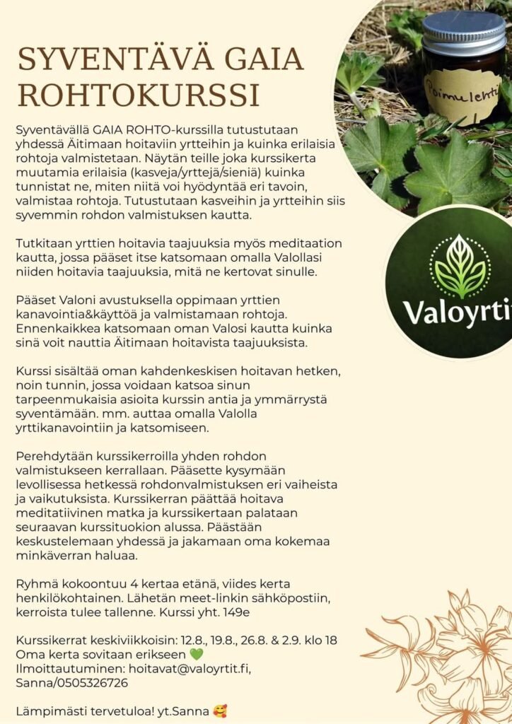 Syventävä GAIA Rohto-kurssi etänä